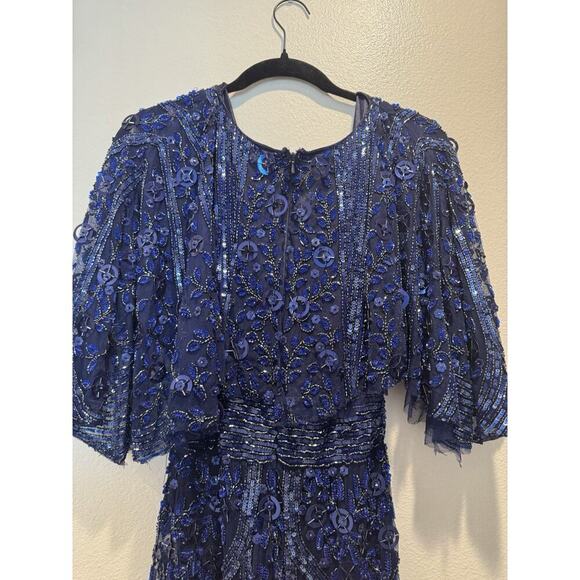 Mac Duggal Blue Gown Womens 10 Style# 4611D Embellished Beaded Dress Sequin READ - Picture 6 of 16